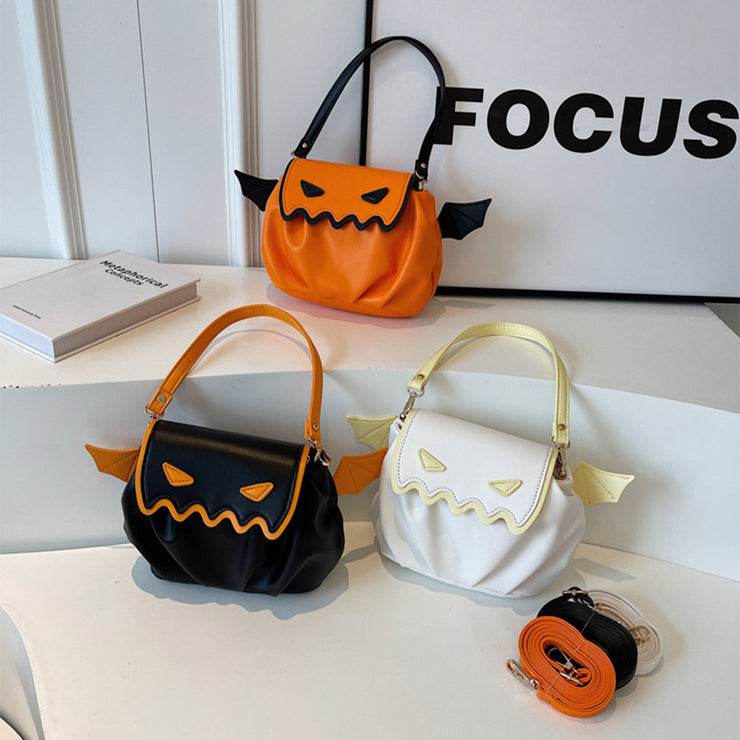 Halloween Pumpkin Crossbody Bag with Wings