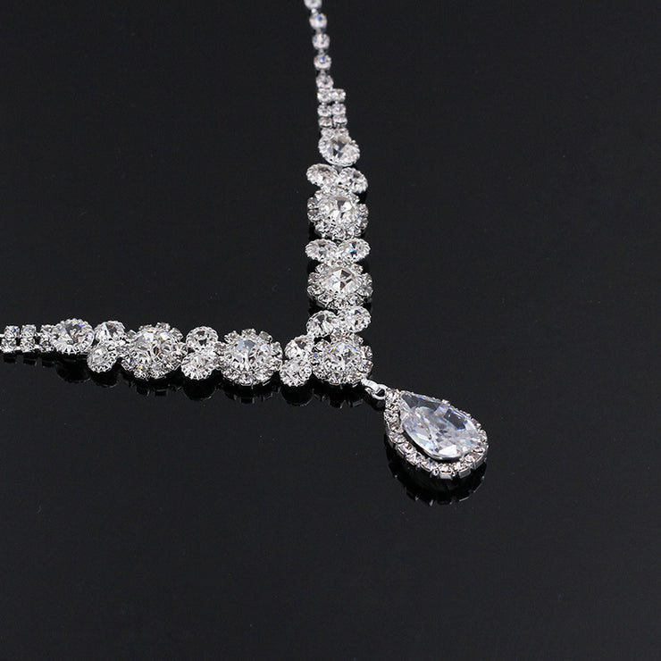 Luxury Zircon Necklace & Earrings Bridal Set