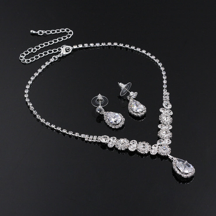 Luxury Zircon Necklace & Earrings Bridal Set