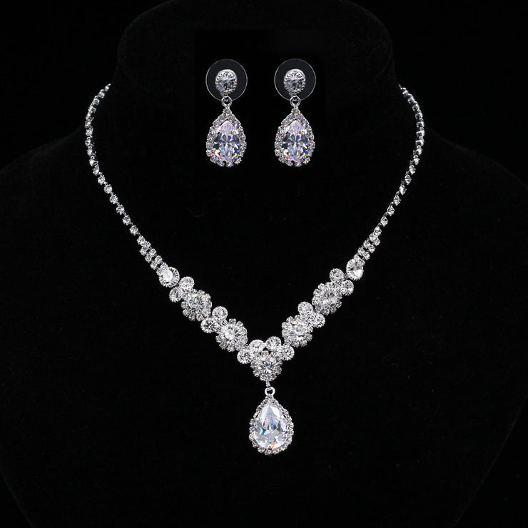 Luxury Zircon Necklace & Earrings Bridal Set
