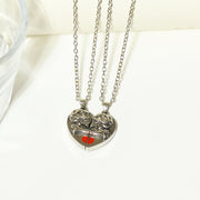 Halloween Skull Couple Necklace (Magnetic Heart Pendant