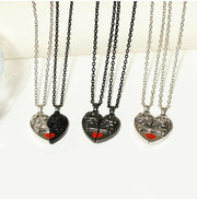 Halloween Skull Couple Necklace (Magnetic Heart Pendant