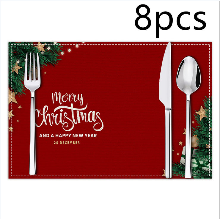 Christmas Linen Placemat Holiday Blessing Letters