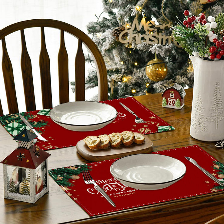 Christmas Linen Placemat Holiday Blessing Letters