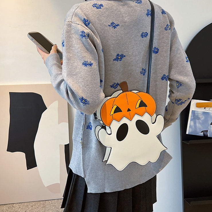 Halloween 3D Cartoon Pumpkin & Ghost Crossbody Bag
